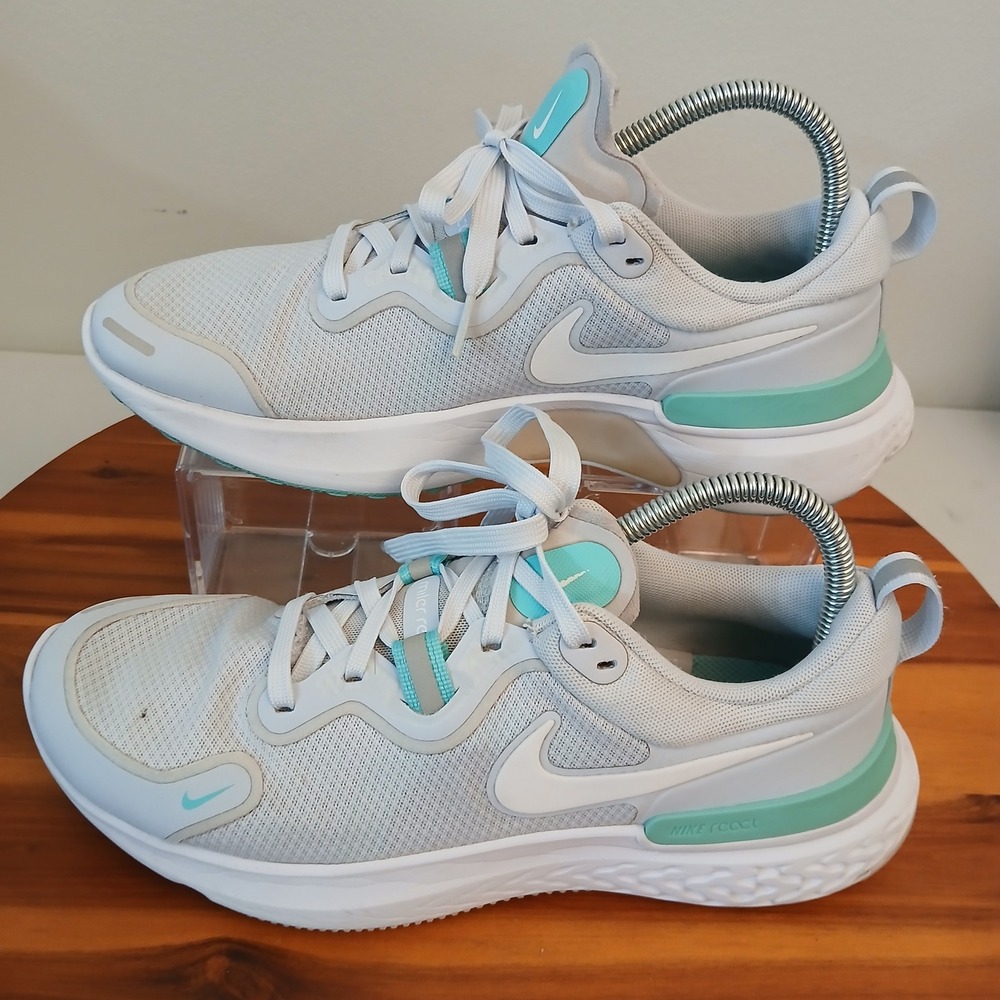 Nike React Miler Womens 9 Grey Teal Running Shoes Sneakers CW1778-004
